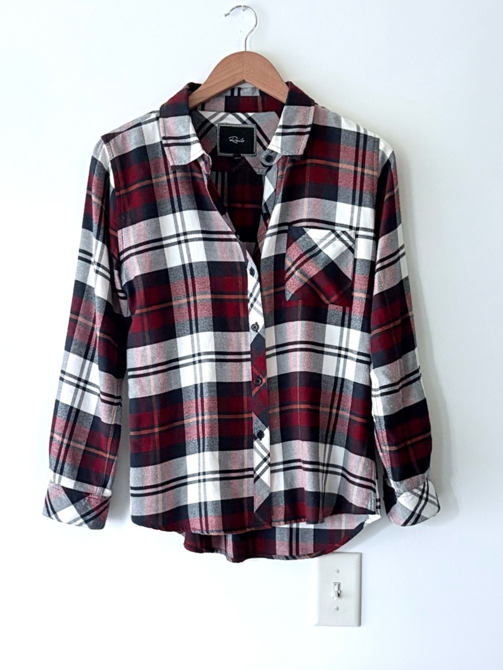 Rails Hunter Navy Plaid Outdoor Adventure Button Down Contemporary Top
